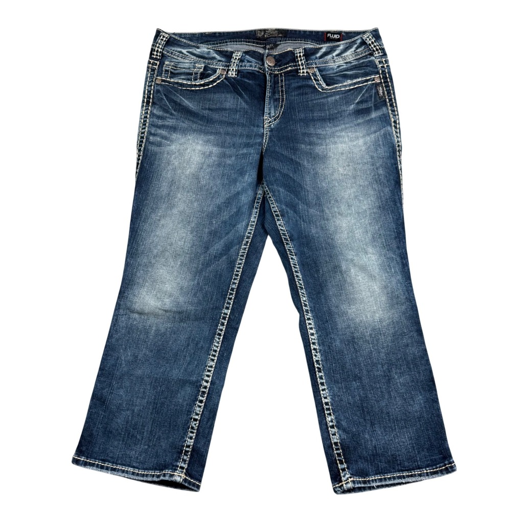 Silver Jeans Women's Dark Blue Distressed Capris